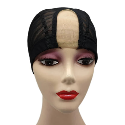 1PC 2X4 inch U part MONO/Lace Spandex Mesh Dome Wig Cap For Making wig Elastic Dome Mesh Cap small holes Dome caps for men women
