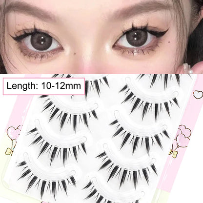 New Doll Lashes Extension Natural Cat Eye False Eyelashes Cosplay Makeup Cross Strip Eye Lashes Handmade Manga Anime Lash