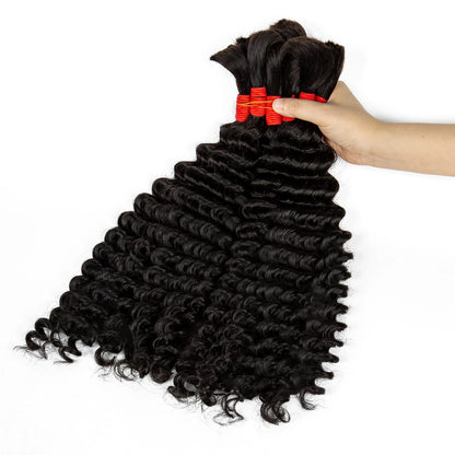 Deep Wave Bulk Human Hair for Boho Braids No Weft 100% Virgin Human Hair Bulk for Braiding Curly Extension Bundles for Women