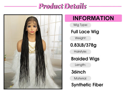 Full Lace Braided Wig Synthetic Braid Wigs Lace Frontal Wig with Baby Hair Box Braided Wig for Black Women Knotless Braid Wigs