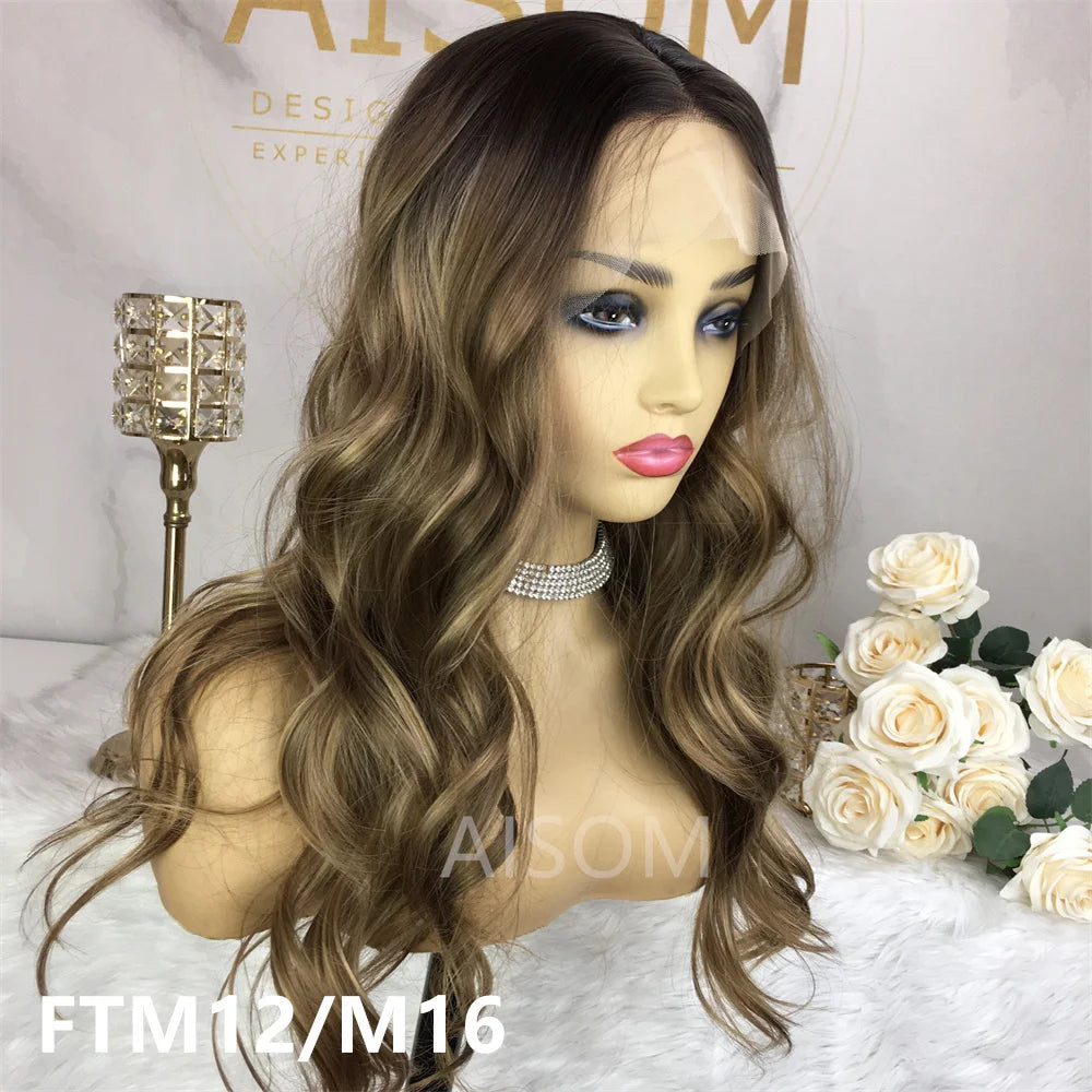 Lace Front Wig Straight Ombre Blonde Synthetic Lace Wig for Women 13x4 Lace Frontal Pre plucked Heat Resistant Fiber Hair