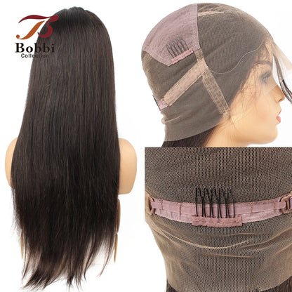 Full Lace Wig Human Hair Wig Silky Straight Pre-Plucked Transparent Lace Wig with Baby Hair Natural Color Virgin Remy Hair BOBBI