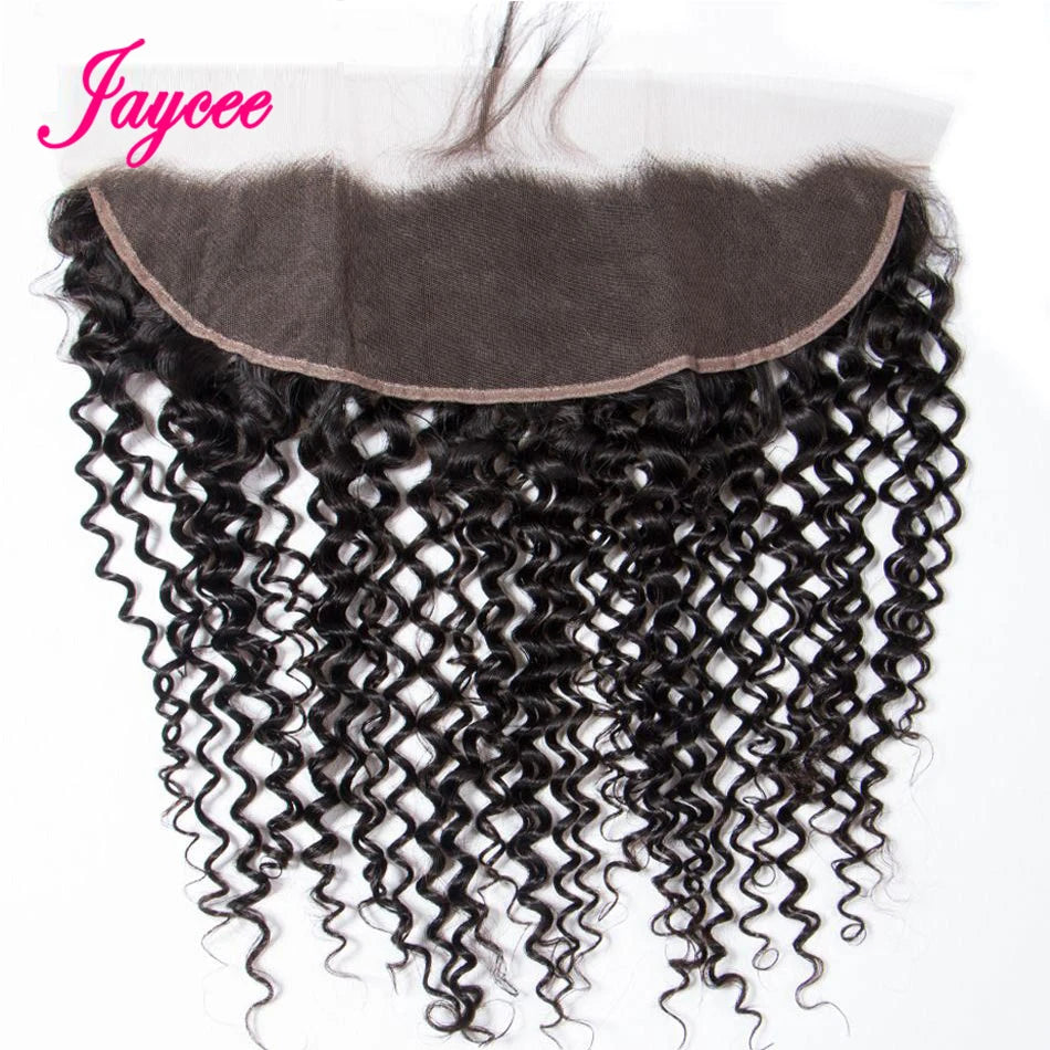 12A Malaysian Hair Bundles With Frontal Kinky Curly Bundles With Frontal 13x4 Ear to Ear Lace Frontal Human Hair Weave Extension