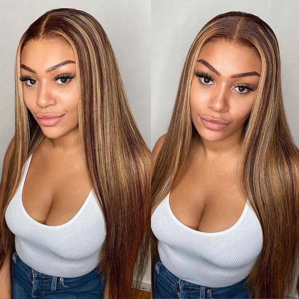 P4/27 Straight Highlight Human Hair Bundles Bone Straight Human Hair  Remy Hair Extensions Straight Blonde Bundles For Women