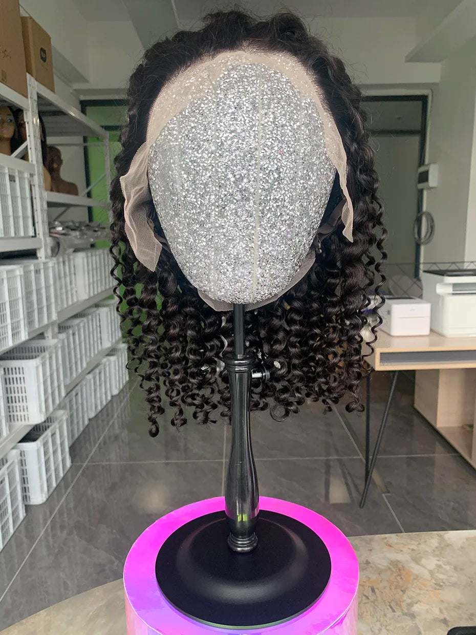 Raw Vietnamese Hair 250 Density 100 Human Hair Lace Frontal Wigs Kinky Straight Natural Black Bob Wig Lace Front Human Hair Wigs