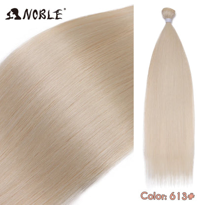 Straight Hair Extensions Bundles With Frontal Closure Synthetic Hair Bundles Salon Natural Hair Yaki Straight High Temperature