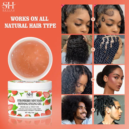 Strawberry Mint Hair Styling Gel Hair Pomade Professional Edge Control Wax for Wigs Women Lasting Edges Control Hair Wax Cream