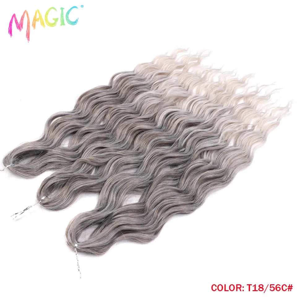 Magic Hair Synthetic Loose Deep Wave Braiding Hair Extensions 24 Inch Water Wave Braid Hair Ombre Blonde Twist Crochet Curly Hai