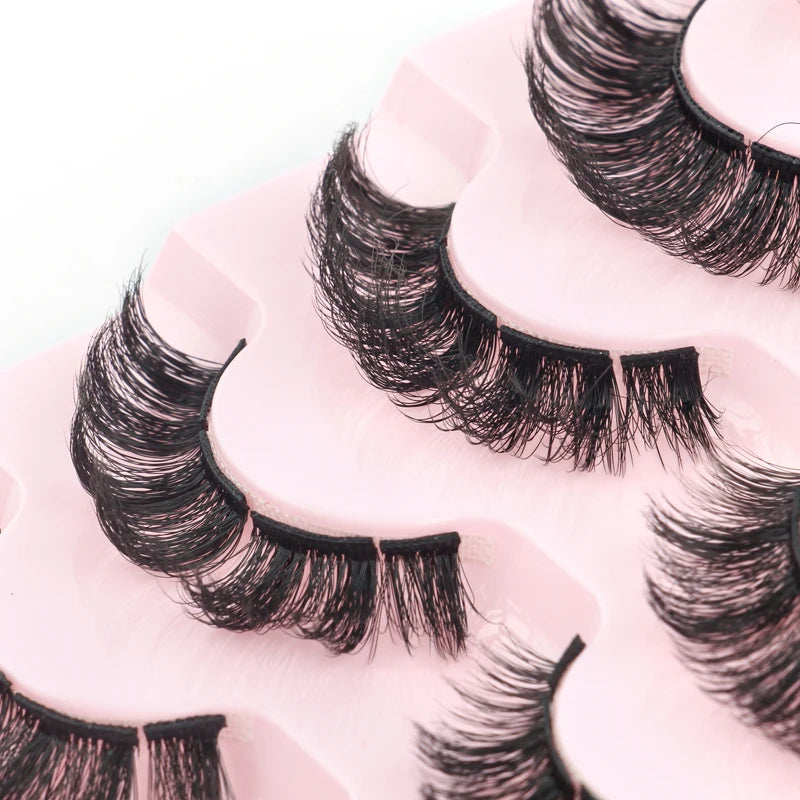 Natural Short False Mink Lashes 3/5/10 Pairs Extensions Eye Hair False Eyelashes 3D Faux Cils Soft Fluffy Eye Lashes for Beauty