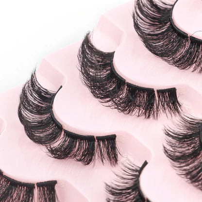 Natural Short False Mink Lashes 3/5/10 Pairs Extensions Eye Hair False Eyelashes 3D Faux Cils Soft Fluffy Eye Lashes for Beauty