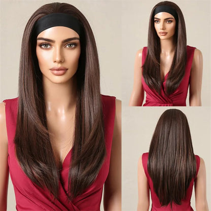 Long Curly Headband Synthetic Wigs Natural Ash Blonde Long Women's Headband Wig Body Wave Bohemian Hair Wig For Women Daily Use