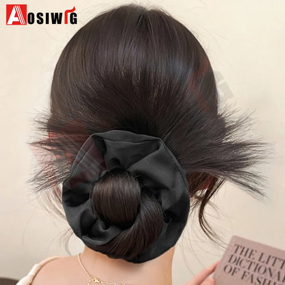 synthetic Half-tie Hair Claw Feather Shuttlecock Head Lazy Meatball Head Crab Clip Wig Catch Clip High Ponytail Hair Accessories