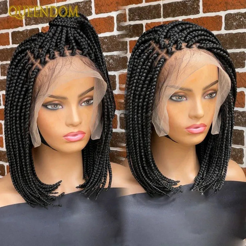 Full Lace Wigs for Black Women Short Bob Braided Wigs Knotless Box Braids 360 Lace Front Wigs Cornrow Synthetic Wigs 12 Inch