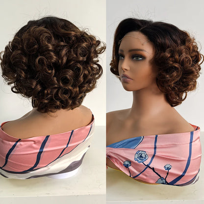 100% Raw Vietname Hair Bouncy Curly Wigs 5x5 HD Lace Closure Wear And Go Glueless Short Human Hair Lace Closure wig 250% Density