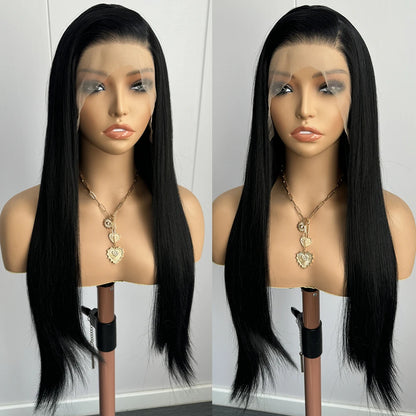 13x4 Black Straight Wig Synthetic Lace Wigs Long Silk Straight Wig High Quality Lace Front Wigs for Women Daily Use Cosplay Wig
