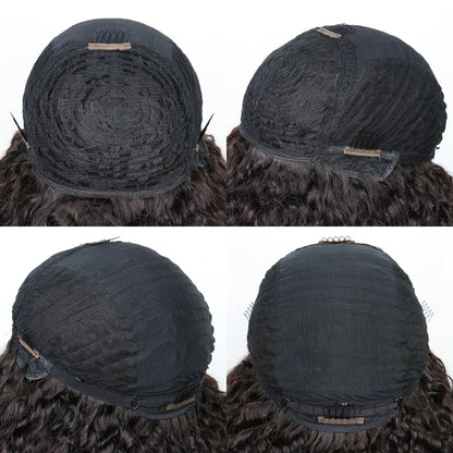 Mongolian Afro Kinky Curly Human Hair Wigs with Bangs Wear to go Glueless Wig Remy Brazilian Short Curly Bangs Wig Human Hair