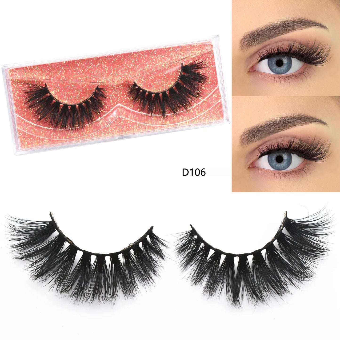 3D Mink Lashes Fluttery 3D Mink Lash Baby Doll Look Makeup Mink False Eyelash Round Shape 15mm Wispy Natural Eyelashes Full Lash