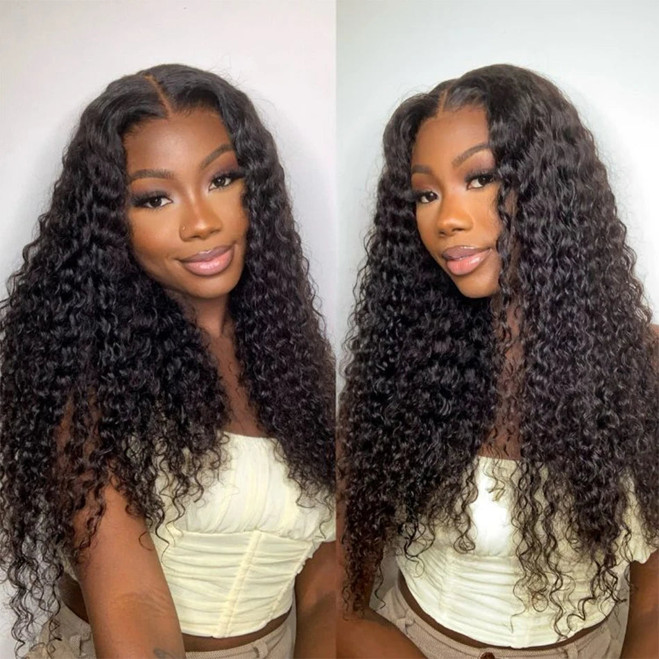 Deep Wave Bundles With Frontal Wet and Wavy Water Wave Human Hair Bundles With Closure Remy Hair Weave Extensions HD Transparent