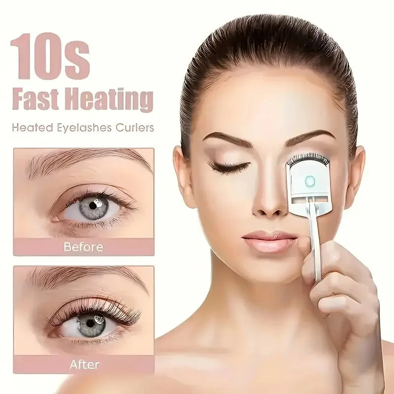Heated Eyelash Curler Electric Lash Curler Long Lasting Natural Curling USB Rechargeable Quick Heating Eye Lashes Curling Tool