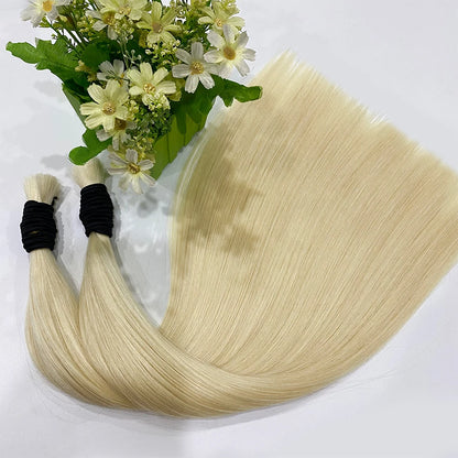 16A Vietnamese Double Drawn Human Hair Bulk Boho Braids Hair Extensions Short Hair Less Bone Straight No Weft 300g 613#