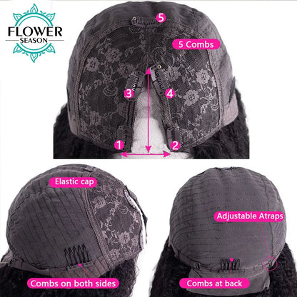 Kinky Curly V Part Wig Human Hair Upgrade Upart Wig No Leave Out Thin Part Kinky Curly Human Hair Wig 1x3 V-Part Wig 180%Density