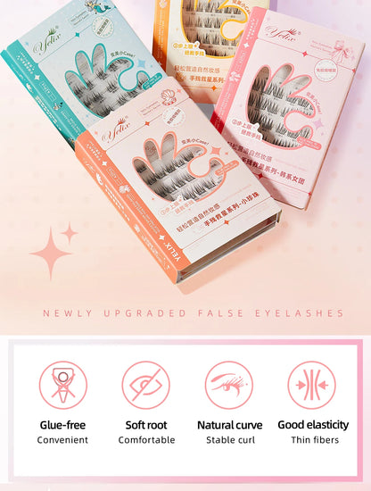 Yelix Self-adhesive Glue Free False Eyelashes Reusable DIY Segmented DIY Lashes Clusters No Glue Needed Natural Soft Lashes