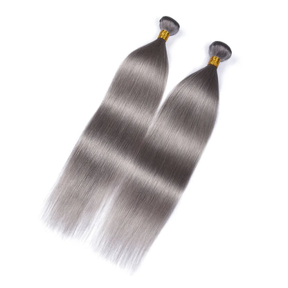 Gray Hair Weft Bundles Brazilian Grey Straight Human Hair Bundles Three Pieces Hair Weaving HairUGo Brazilian 10-30 Inches
