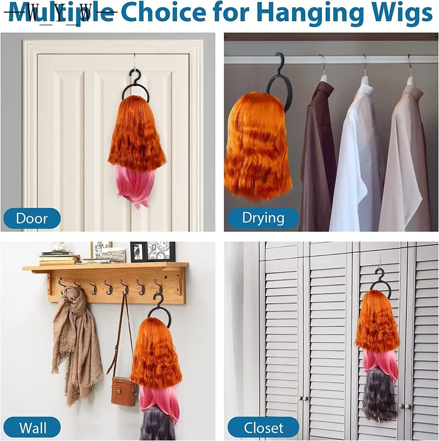 1Pcs Wholesale Hanging Wig Stand For Wigs Display Styling Portable Wig Hanger Hair Dryer Durable Wig Hanging Stand Display Tool
