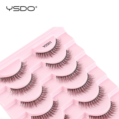 YSDO Natural Long Eyelashes 10 Pairs Wispy Soft 3D Mink Lashes Reusable Cat Eye Lashes Makeup Eyelash Extension Faux Cils