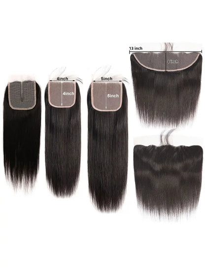 4x4 5x5 Lace Closure Straight Human Hair Top Lace Closure Preplucked Ear to Ear 13x4 Lace Frontal Transparent  Lace Closure