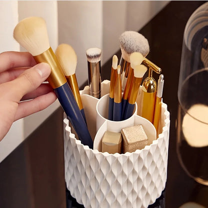 Rotary lid makeup brush storage barrel lipstick cosmetics dustproof storage barrel dormitory desktop simple pencil case