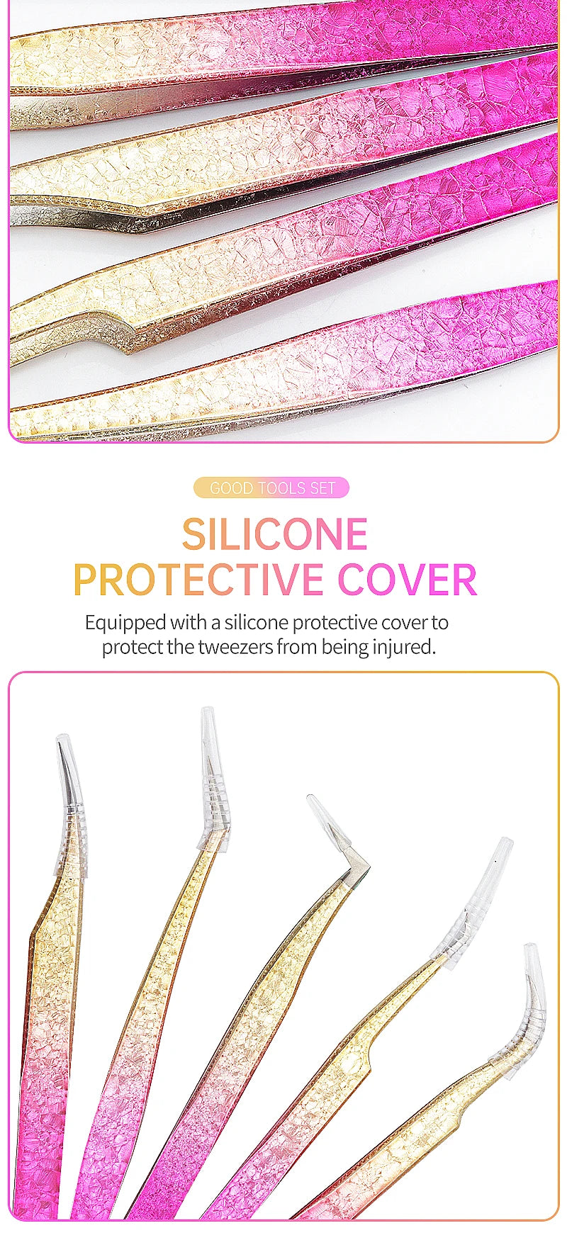 1 Pc Eyebrow Tweezers for Lashes Artists Ice Flower Anti-Static Stainless Steel Eyelash Extension Makeup Tweezer Tools