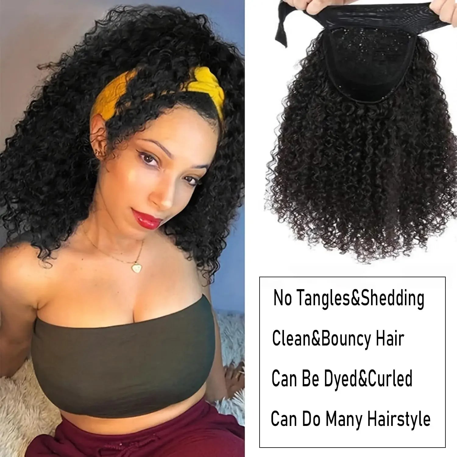 Headband Wig 100% Brazilian Human Hair Curly Wigs Easy To Install Water Wave Real Human Hair Wigs 180% Density
