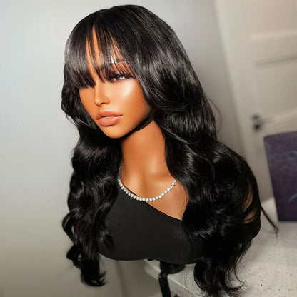 360 Full Lace Frontal Wig Fringe Body Wave Lace Front Wig Human Hair Wigs With Bangs Glueless Brazilian Wigs On Sale Clearance