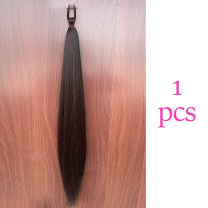 Synthetic Colorful Ponytail Extension 2Pcs Long Straight DIY Braided Pony Tail Hairpiece with Rubber Band Women Hair Accessories