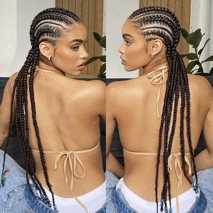 360 Full Lace Cornrow Braided Wigs For Black Women Synthetic Knotless 20" Glueless Braided Wig With Baby Hair Goddess Braids Wig
