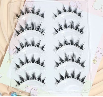New Doll Lashes Extension Natural Cat Eye False Eyelashes Cosplay Makeup Cross Strip Eye Lashes Handmade Manga Anime Lash