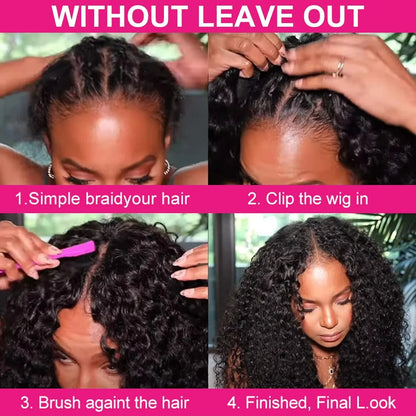 Water Wave V Part Wig Human Hair For Black Women Brazilian V Part Wig Wear With Your Own Scalp V Part Wig Real Human Hair Wig