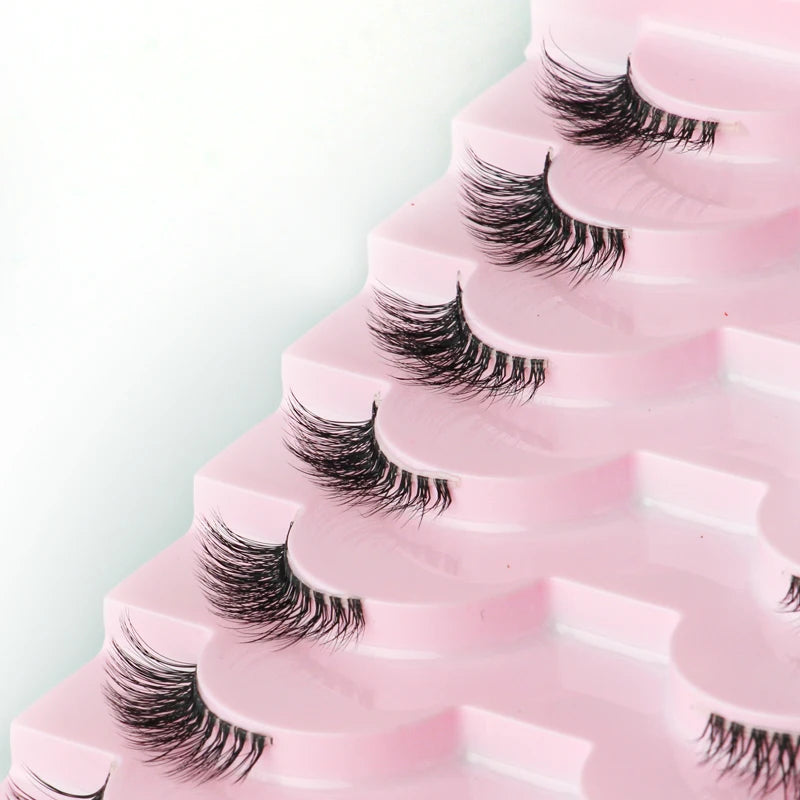 Cat Eye Lash 3/5/10 Pairs Half Lashes Natural Long False Eyelashes Wispy 3D Mink Lashes Volume Faux Cilios Extension Makeup Tool