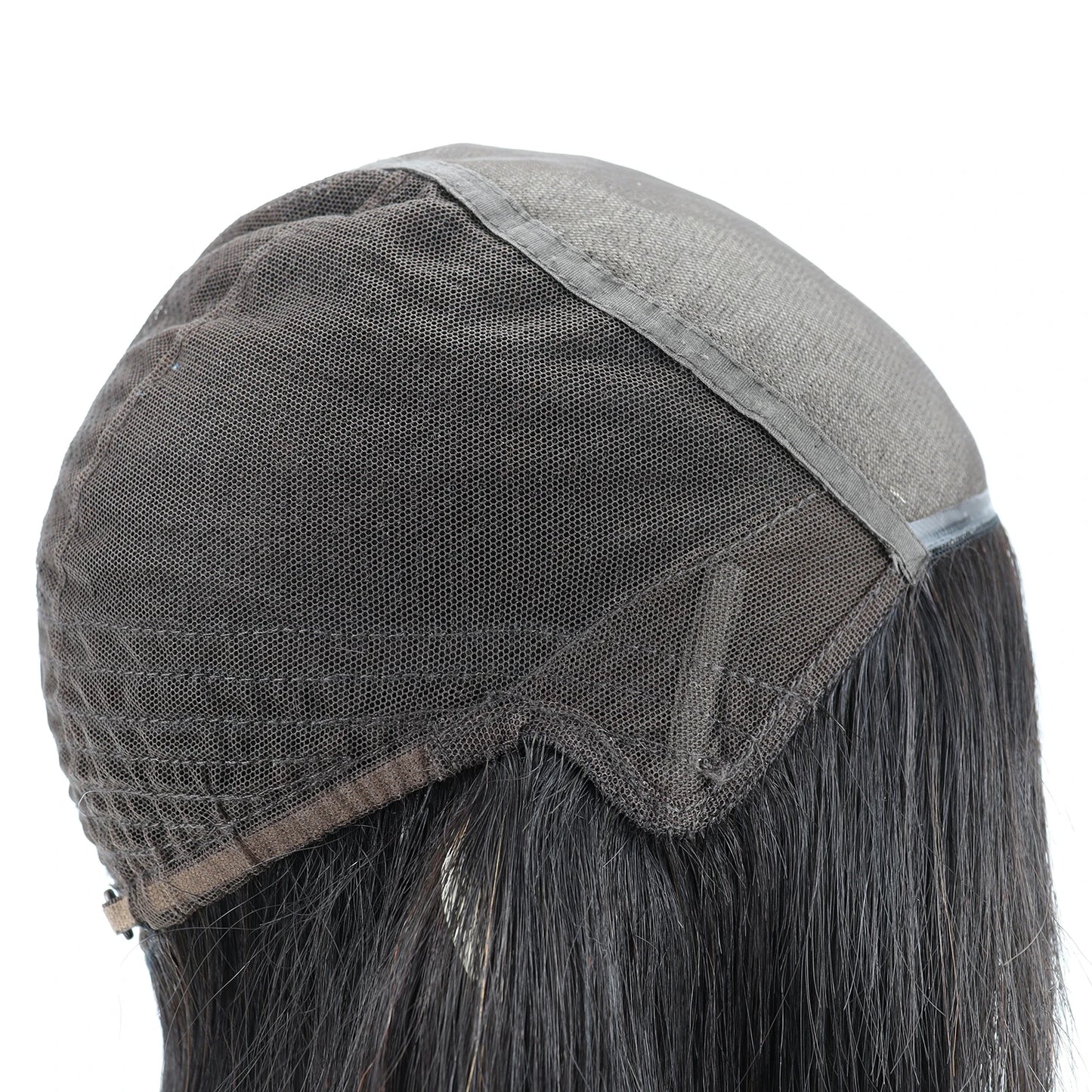 Full Lace Silk Base Wig with PU Front 18" Remy Human Hair Wig for Women Natural Black Silk Top Glueless Wig Natural Scalp