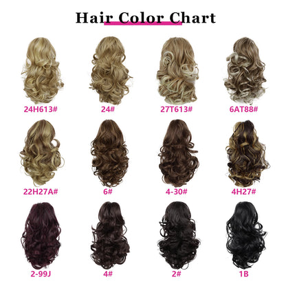 12" Ponytail Extension Classic Loose Curly Wavy Claw Clip Hair Hairpieces for Women Ash Blonde with Highlights Daily Party Use
