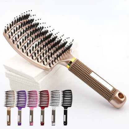 Hairbrush Bristle&Nylon Women Wet Curly Detangle Hair Brush Hair Brushes Scalp Massage Comb for Salon Hairdressing Styling Tools
