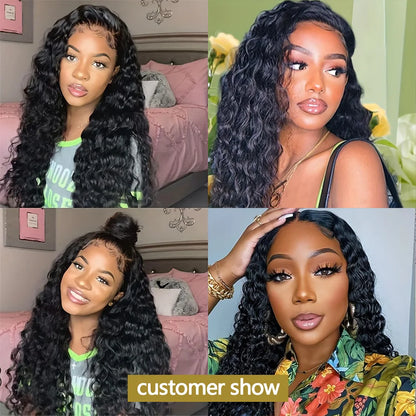 Deep Wave Hair Bundles Human Hair 30 32 Inch Deep Curly Hair Brazilian Soft Raw Hair Bundles Natural Black Hair Weave Extensions