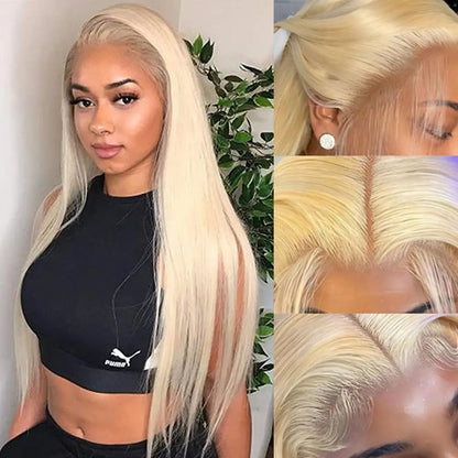 Straight 613 Human Hair Wigs Lace Front 13x4 Blond 613 HD Lace Frontal Wigs 250% Density Body Wave Lace Front Human Hair Wigs
