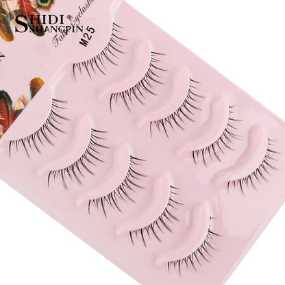 Manga Lashes 5 Pairs Anime Cosplay Faux Mink Lashes Korean Natural short Full Strip Lashes Clear Band Soft Eyelashes Extension