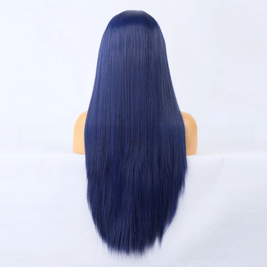 Blue Wig Straight Synthetic Lace Front Wig Glueless Wigs Ready to Wear Long Blue Hair Wig Synthetic Hair Lace Wigs for Women