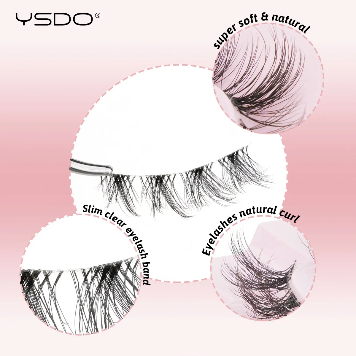 YSDO Natural Long Eyelashes 10 Pairs Wispy Soft 3D Mink Lashes Reusable Cat Eye Lashes Makeup Eyelash Extension Faux Cils