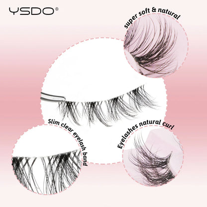 YSDO Natural Long Eyelashes 10 Pairs Wispy Soft 3D Mink Lashes Reusable Cat Eye Lashes Makeup Eyelash Extension Faux Cils