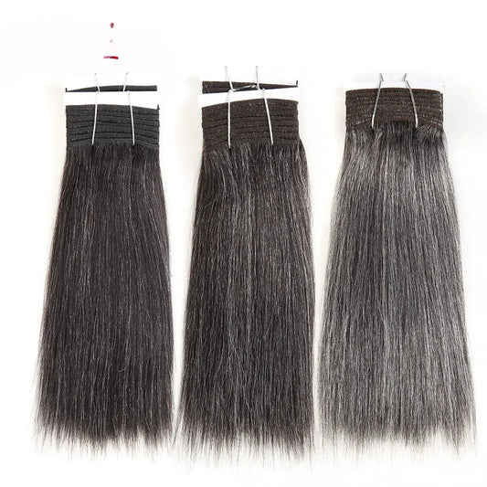 Sleek Yaki Straight Gray Hair Bundles Brazilian Hair Weave Bundles Silver Grey  #44 #34 51# For Black Remy Human Hair Extensions