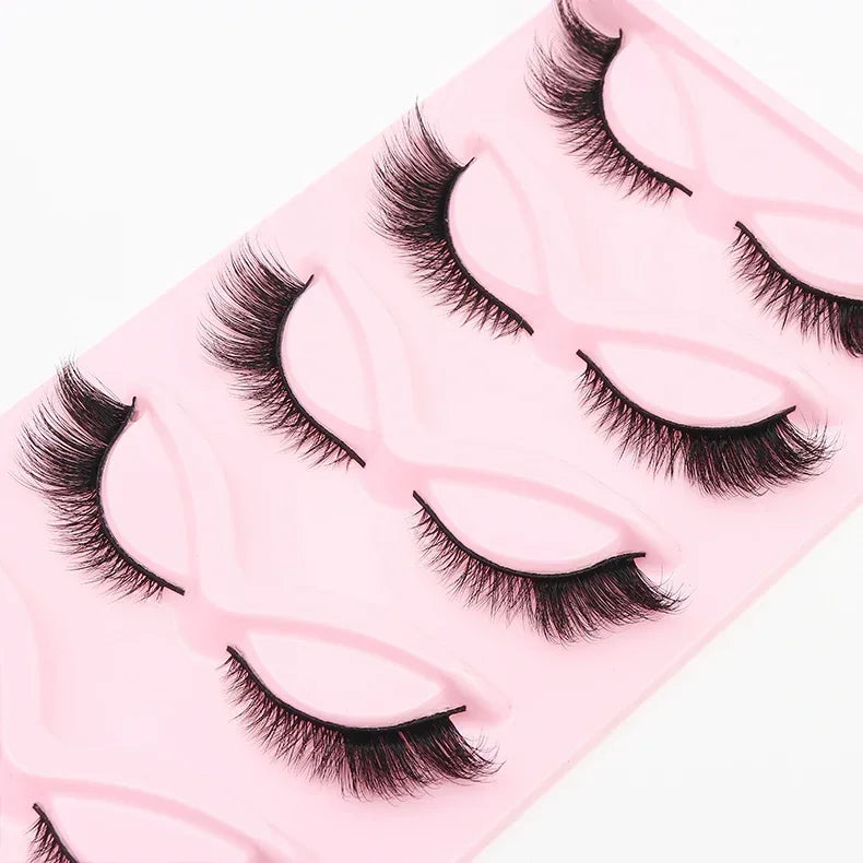5 Pairs Cat Eye Lashes Faux Mink Eyelashes Natural long Manga Lashes Winged End Eye Elongated Eyelashes Fake Lashes Makeup
